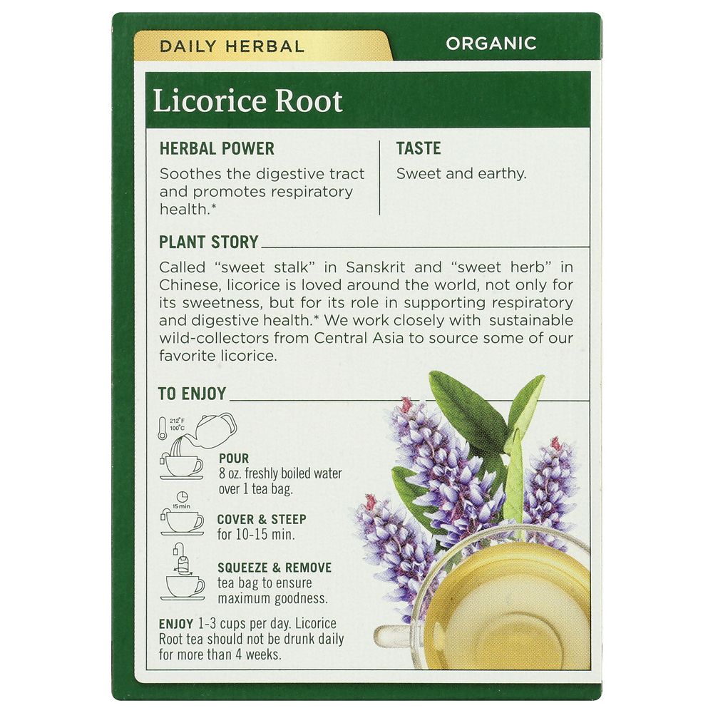 Organic Licorice Root Herbal Tea, 16 Tea Bags
