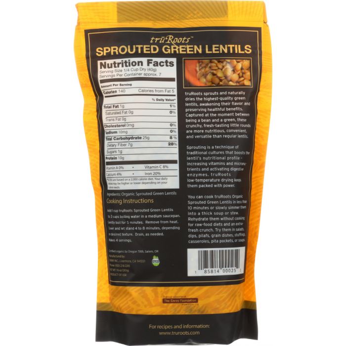 Organic Sprouted Green Lentil, 10 oz