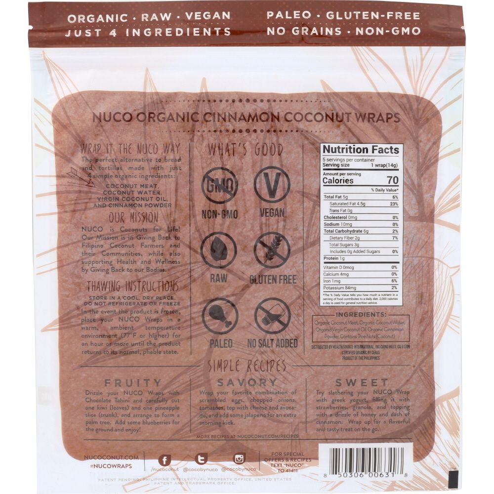 Organic Cinnamon Coconut Wraps, 2.47 oz