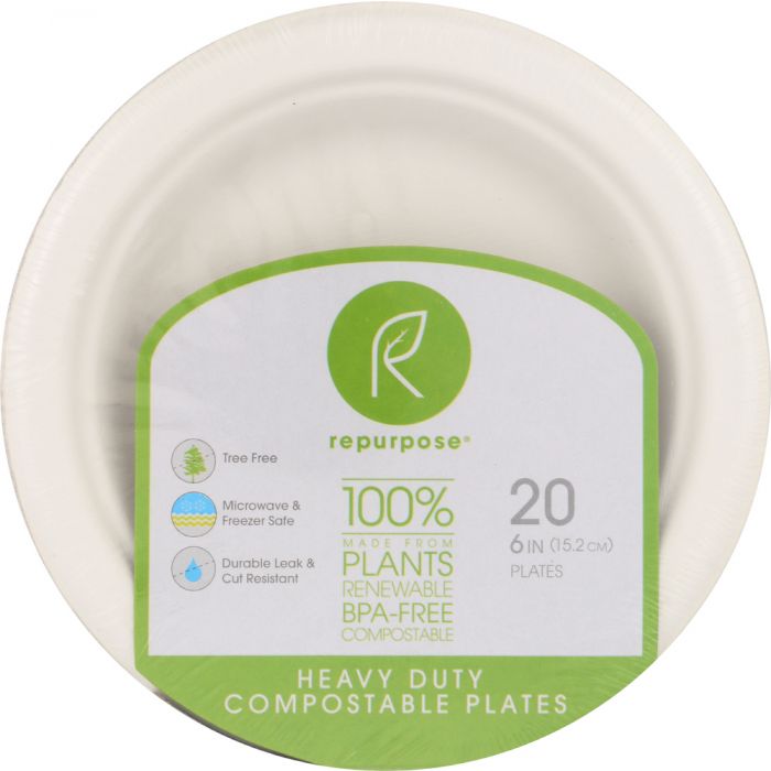 Plant Based Heavy Duty Plates (6 Inch), 20 count