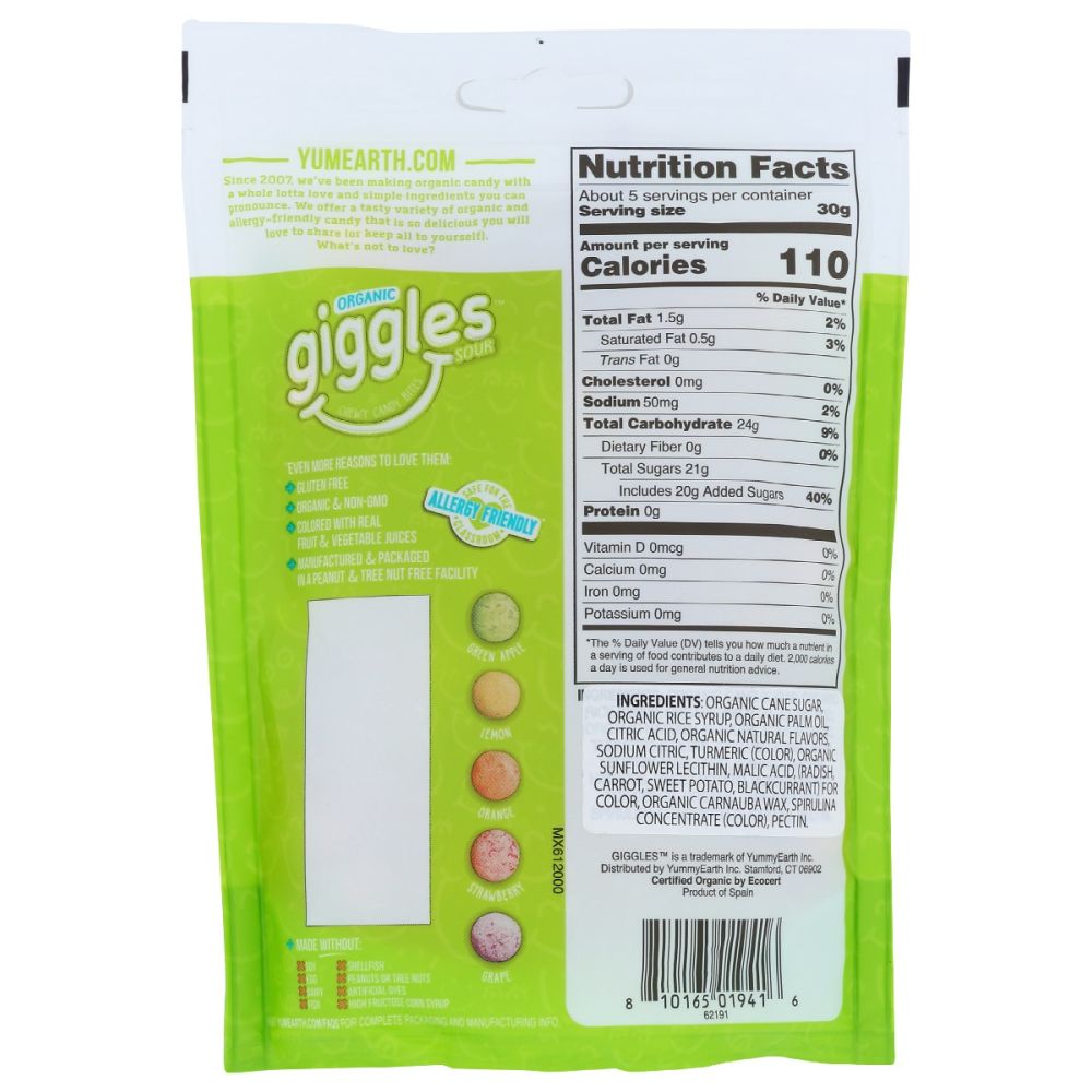 Organic Sour Giggles Candy, 5 oz